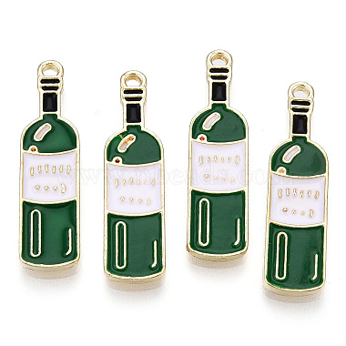 Light Gold Green Bottle Alloy+Enamel Pendants