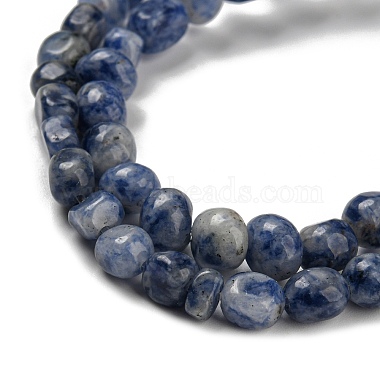 brins de perles de jaspe de tache bleue naturelle(G-F465-53)-4