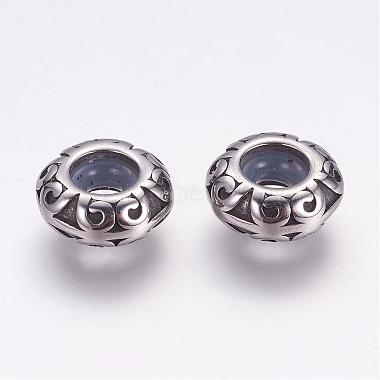 Antique Silver Flat Round Stainless Steel Beads