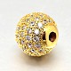 Round Brass Micro Pave Cubic Zirconia Beads(ZIRC-N016-01G-10mm)-2