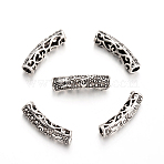Tube Tibetan Style Alloy Beads, Antique Silver, 24x6mm, Hole: 3.5mm(TIBEB-O009-02AS)