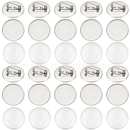 30 Sets Blank Dome Glass Flat Round Brooch, 316 Surgical Stainless Steel Lapel Pin for Backpack Clothes, Stainless Steel Color, 26mm(JEWB-UN0001-04)