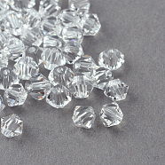 Imitation Crystallized Glass Beads, Transparent, Faceted, Bicone, Clear, 5x4.5mm, Hole: 1mm, about 576pcs/bag(G22QS1183)