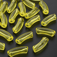 Transparent Acrylic Beads, Curved Tube, Yellow, 32x9.5x8mm, Hole: 1.8mm, about 330pcs/500g(MACR-S372-002C-010)