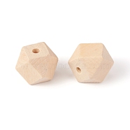 Natural Unfinished Wood Beads, Square Cut Round Beads, BurlyWood, 19.5~20x25.5x25.5mm, Hole: 4.5mm(WOOD-E010-01C)