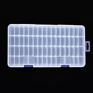 Rectangle Polypropylene(PP) Bead Storage Container, with Hinged Lid, for Jewelry Small Accessories, Clear, 25.3x13.8x2.8cm(CON-N011-011)
