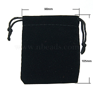 Velvet Jewelry Bags, Black, 105x90mm(X-TP-A001-9x10.5cm-2)