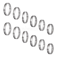 Pandahall 12Pcs 6 Size 201 Stainless Steel Grooved Finger Ring Settings, Ring Core Blank, for Inlay Ring Jewelry Making, Stainless Steel Color, Inner Diameter: 17~22mm, 2Pcs/size(RJEW-TA0001-06P)