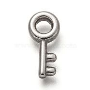 304 Stainless Steel Pendants, Key, Stainless Steel Color, 15x7x3mm, Hole: 3mm(STAS-P256-10P)