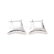 Brass Trapezoid Thick Hoop Earrings for Women, Platinum, 15.5x19x5mm, Pin: 0.7mm(EJEW-F303-10P)