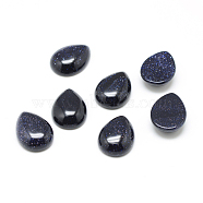 Synthetic Blue Goldstone Cabochons, teardrop, 25x18x6mm(G-T024-18x25mm-11)