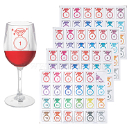 Plastic Diamond Drink Marker Stickers, Waterprof Wine Glass Decals for Wine Tasting Party Supplies, Colorful, 240x302x0.2mm, Sticker: 47x38mm, 24pcs/ssheet(DIY-WH0530-64)