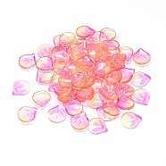 Transparent Glass Charms, Petal, Two Tone, Light Coral, 15x13.5x4mm, Hole: 1.2mm(GLAA-H016-05E-8)