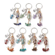 7Pcs 7 Styles Gemstone Wish Bottle Keychains, with Iron Split Key Rings and Imitation Pearl Acrylic Beads, Angel, 9.4~9.8cm, 1pc/style(KEYC-JKC00749)