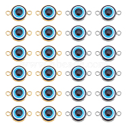 60Pcs 2 Colors Evil Eye Resin Connector Charms, Blue, with 304 Stainless Steel Double Loops, Golden & Stainless Steel Color, 13.5x21x4.5mm, Hole: 2.3mm, 30pcs/color(FIND-UN0001-59)