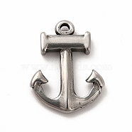 304 Stainless Steel Pendants, Anchor, Stainless Steel Color, 18x14x3mm, Hole: 1.2mm(STAS-P322-14B-P)
