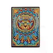 DIY Diamond Painting Notebook Kits, including PU Leather Book, Resin Rhinestones, Diamond Sticky Pen, Tray Plate and Glue Clay, Lion, Notebook: 210x150mm, 50 pages/book(PW-WG53119-07)