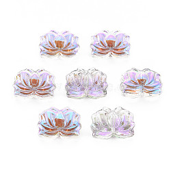Electroplate Transparent Glass Beads, Half Plated, Butterfly, Plum, 8x15x5mm, Hole: 1mm(GLAA-T022-11-B01)
