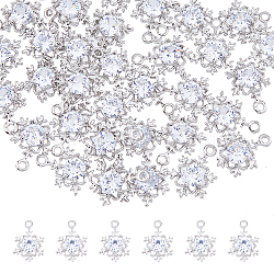 40Pcs Alloy Cubic Zirconia Pendants, Snowflake, Platinum, 17x12x3.5mm, Hole: 1.5mm(ZIRC-FH0001-43)