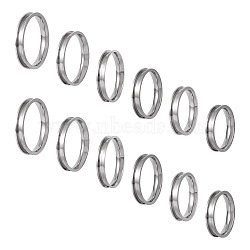 Pandahall 12Pcs 6 Size 201 Stainless Steel Grooved Finger Ring Settings, Ring Core Blank, for Inlay Ring Jewelry Making, Stainless Steel Color, Inner Diameter: 17~22mm, 2Pcs/size(RJEW-TA0001-06P)