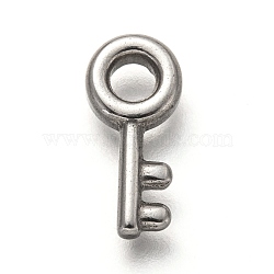 Non-Tarnish 304 Stainless Steel Pendants, Key, Stainless Steel Color, 15x7x3mm, Hole: 3mm(STAS-P256-10P)