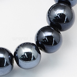 Pearlized Handmade Porcelain Round Beads, Black, 8mm, Hole: 2mm(PORC-S489-8mm-03)