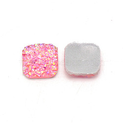 Resin Cabochons, Square, Pink, 9.5x9.5x3mm(RESI-WH0026-02A)