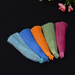 Beautiful Design Nylon Tassel Pendant Decorations, Mixed Color, 160x18mm, Hole: 4mm(NWIR-I007-M)