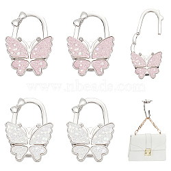 WADORN 2pcs 2 style Butterfly Theme Zinc Alloy Purse Hangers, Bag Hooks, with Enamel and Rhinestone, Mixed Color, 44~70.5x44~48.5x10.5mm, 1pc/style(FIND-WR0010-92)