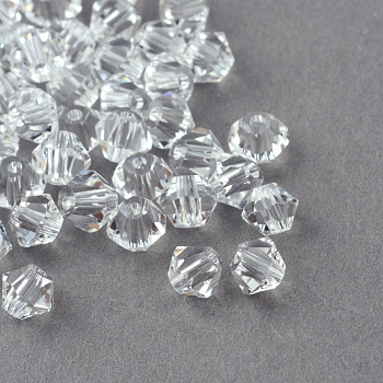 Imitation Crystallized Glass Beads, Transparent, Faceted, Bicone, Clear, 5x4.5mm, Hole: 1mm, about 576pcs/bag
