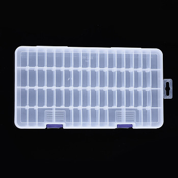 Rectangle Polypropylene(PP) Bead Storage Container, with Hinged Lid, for Jewelry Small Accessories, Clear, 25.3x13.8x2.8cm
