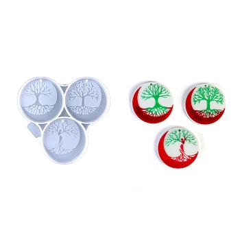 Tree of Life Pendant DIY Silicone Molds, Resin Casting Molds, for UV Resin, Epoxy Resin Craft Making, Moon, 115x124x6mm, Hole: 3mm, Inner Diameter: 58mm