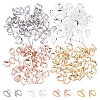 160Pcs 4 Colors 304 Stainless Steel Pendant Bails, Teardrop, Mixed Color, 5.5x4x3mm, Hole: 2.5x3mm, 40pcs/color