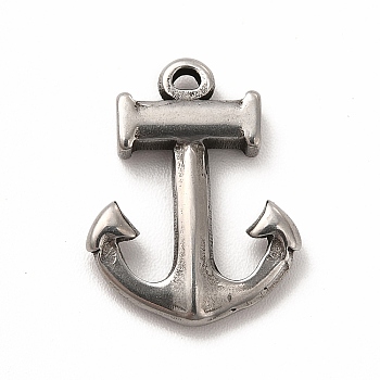 304 Stainless Steel Pendants, Anchor, Stainless Steel Color, 18x14x3mm, Hole: 1.2mm