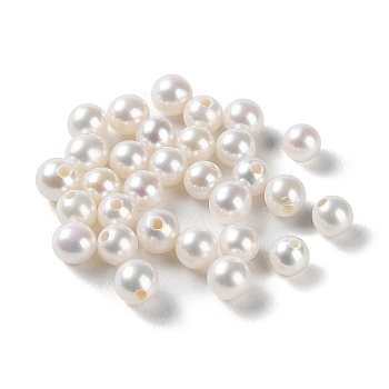 Natural Cultured Freshwater Pearl Beads, Half Drilled, Grade 5A+, Round, WhiteSmoke, 3~3.5mm, Hole: 0.8mm