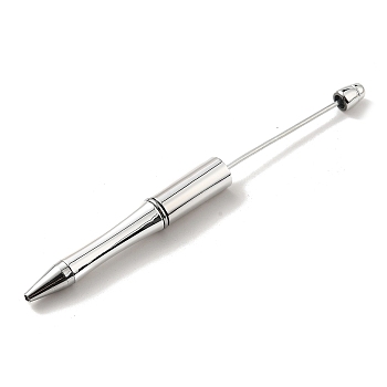 Plastic Beadable Pens, Press Ball Point Pens, for DIY Pen Decoration, Silver, 146x11.5mm
