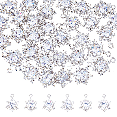 Platinum Clear Snowflake Alloy+Cubic Zirconia Pendants