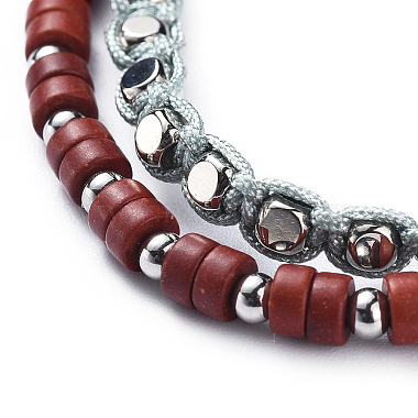2 Loops Adjustable Nylon Thread Warp Braided Beads Bracelets(BJEW-JB04411)-2