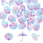 Acrylic Pendants, with Golden Plated Brass Loops and ABS Plastic Imitation Pearl, Umbrella, Cornflower Blue, 20~21x20x20mm, Hole: 1.6mm, 24pcs/box(KY-SC0001-61)