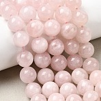 Natural Madagascar Rose Quartz Beads Strands, Round, Pink, 10~10.5mm, Hole: 1mm, about 36~37pcs/strand, 14.37~14.57''(36.5~37cm)(G-B167-A04-10mm)