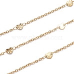 304 Stainless Steel Heart Link Cable Chains, Soldered, Textured, with Spool, Ion Plating(IP), Golden, Link: 2.5x2x0.5mm, Heart: 6x6x0.5mm, about 16.4 Feet(5m)/roll(STAS-P254-17G)