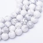 Round Natural Howlite Bead Strands, 8~9mm, Hole: 1mm, about 45~47pcs/strand, 15 inch(G-R345-8mm-18)