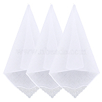 3Pcs Cotton Handkerchief, with Polyester Lace, Square, White, 280~295x280~290x0.5mm(AJEW-CP0010-02B)