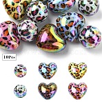 10Pcs 2 Styles UV Plating Opaque Acrylic Beads, Iridescent, Mixed Shapes, Mixed Color, 15.7~19.5x15.7~22x13~15.1mm, Hole: 2.8~3mm, 5pcs/style(OACR-YW0003-44A)