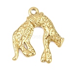 304 Stainless Steel Pendants, Golden, Leopard Charm, 31.5x27x3.5mm, Hole: 2.5mm(STAS-K328-01H-G)