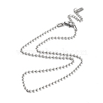 Non-Tarnish 304 Stainless Steel Ball Chain Necklace, Stainless Steel Color, 15.94 inch(40.5cm)(NJEW-D045-03P)