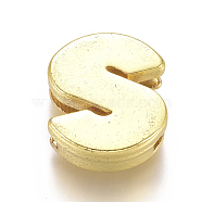 Alloy Slide Charms, Letter S, 12.5x10.5x4mm, Hole: 1.5x8mm(PALLOY-WH0069-02S-G)
