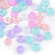 Resin Imitation Pearl Bead Caps, 5-Petal, Flower, Mixed Color, 7.5x8x2.5mm, Hole: 1mm(X-RESI-N036-02A)
