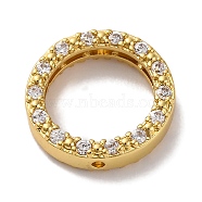 Rack Plating Brass with Cubic Zirconia Bead Frame, Cadmium Free & Lead Free, Long-Lasting Plated, Round Ring, Real 18K Gold Plated, 15x4mm, Hole: 1mm(KK-S406-09C-G)