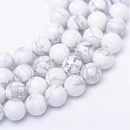 Round Natural Howlite Bead Strands, 8~9mm, Hole: 1mm, about 46pcs/strand, 15.3 inch(G-R345-8mm-18)